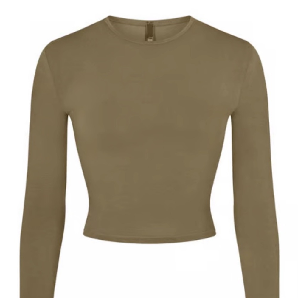 SKIMS new vintage cropped long sleeve army olive green M